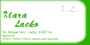 klara lacko business card